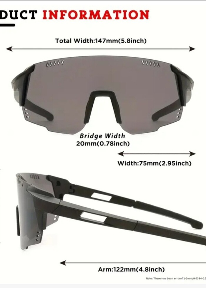 1 Ad. Çok Amaçlı Güneş Gözlüğü. - Görsel 3