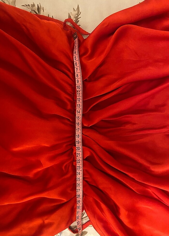 Saten kırmızı elbise - Görsel 5