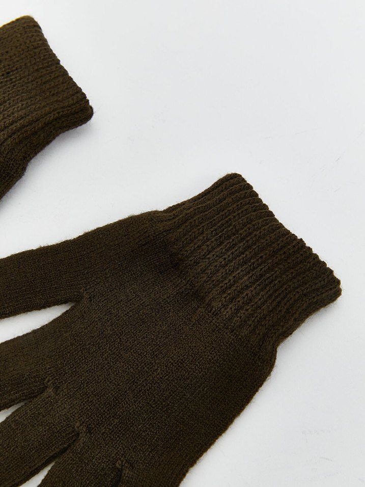 Erkek Çocuk haki  Örgü Eldiven - Görsel 2