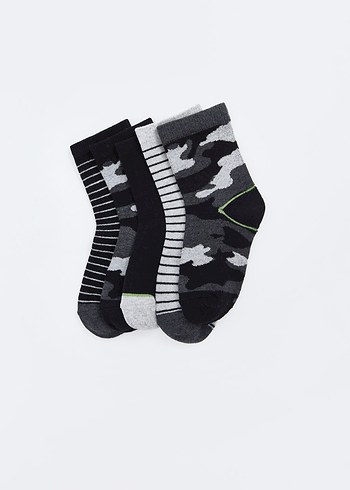 Erkek  cocuk cizgili Desenli 5'li soket Çorap Seti - Görsel 2