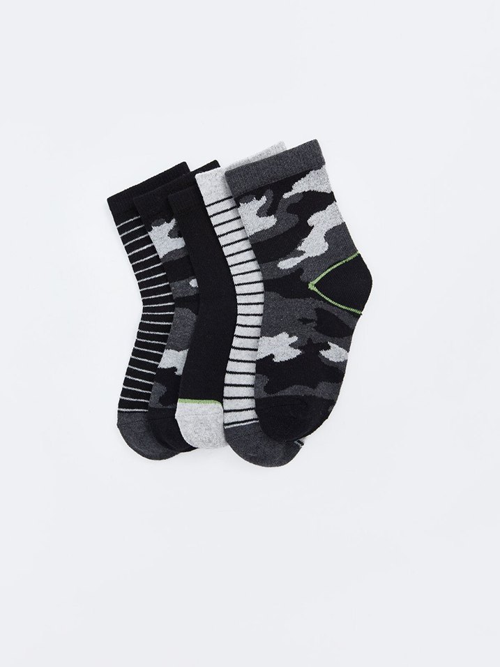 Erkek  cocuk cizgili Desenli 5'li soket Çorap Seti - Görsel 2