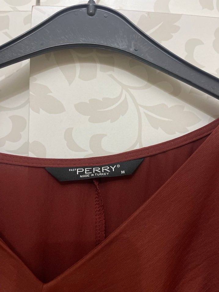 Bordo V Yaka Salaş Uzun Kollu Tunik - Görsel 2