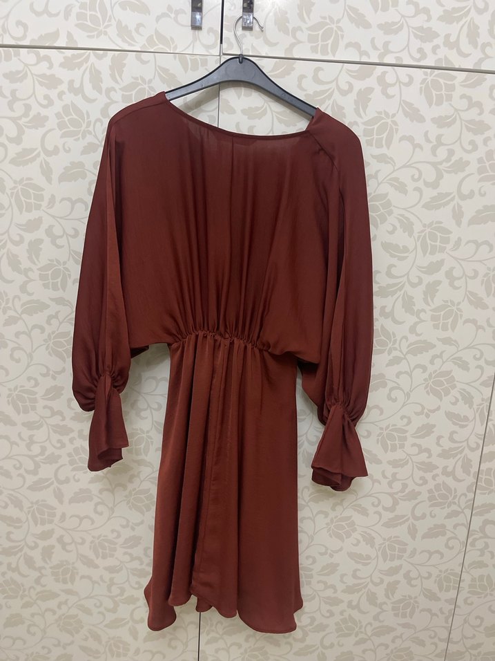 Bordo V Yaka Salaş Uzun Kollu Tunik - Görsel 5