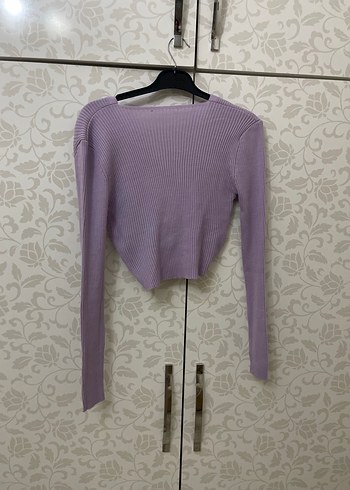 Mor V Yaka Örgü takım - Görsel 5
