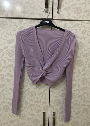 Mor V Yaka Örgü takım - Görsel 4