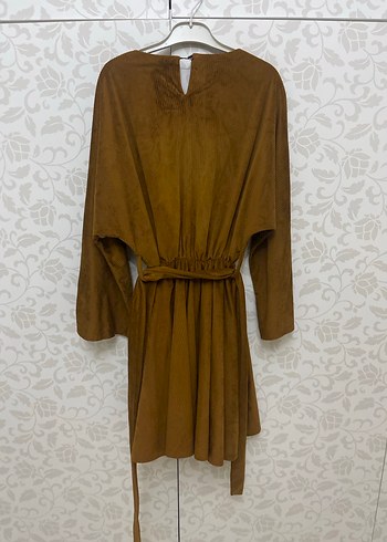 Bohem Tarz Uzun Kollu Kahverengi Kadın Elbise - Görsel 5