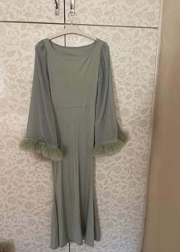 Açık yeşil Uzun Kollu Bohem Elbise - Görsel 6