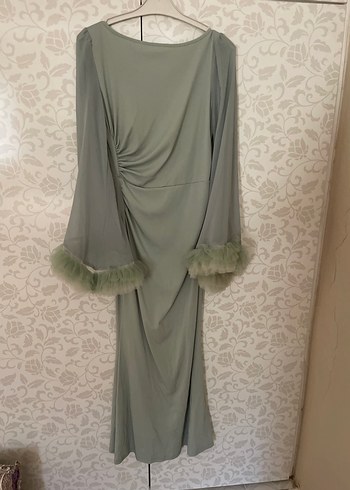 Açık yeşil Uzun Kollu Bohem Elbise - Görsel 4