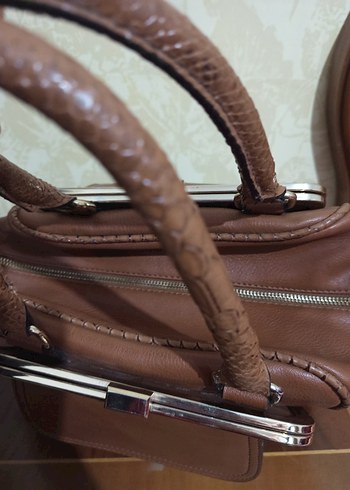 Kahverengi Deri Tokalı Kadın Çanta - Görsel 4