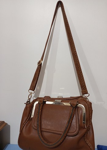 Kahverengi Deri Tokalı Kadın Çanta - Görsel 6