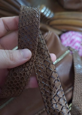 Kahverengi Deri Tokalı Kadın Çanta - Görsel 8