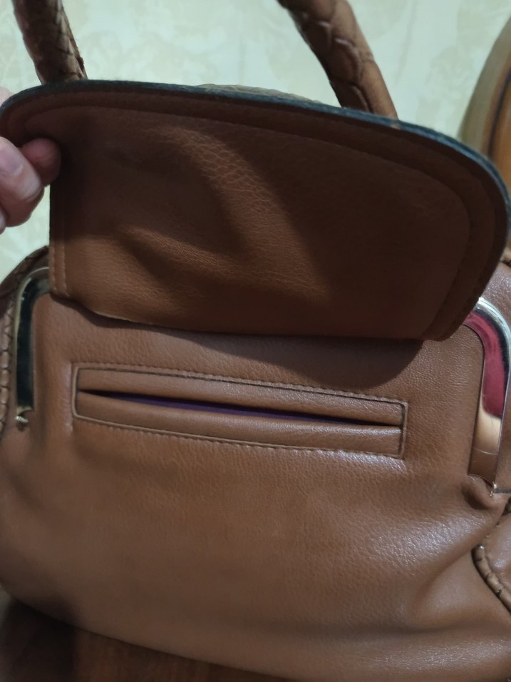 Kahverengi Deri Tokalı Kadın Çanta - Görsel 3