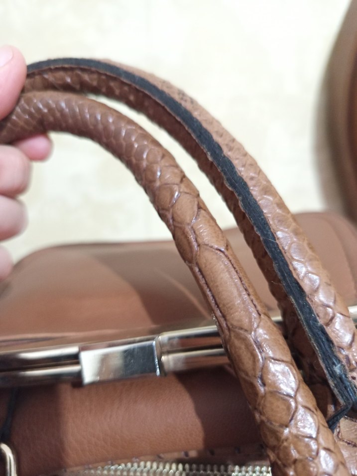 Kahverengi Deri Tokalı Kadın Çanta - Görsel 5