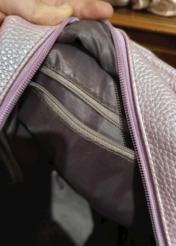 Mor Deri Kadın Sırt Çantası - Görsel 5