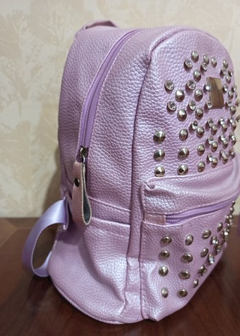 Mor Deri Kadın Sırt Çantası - Görsel 2