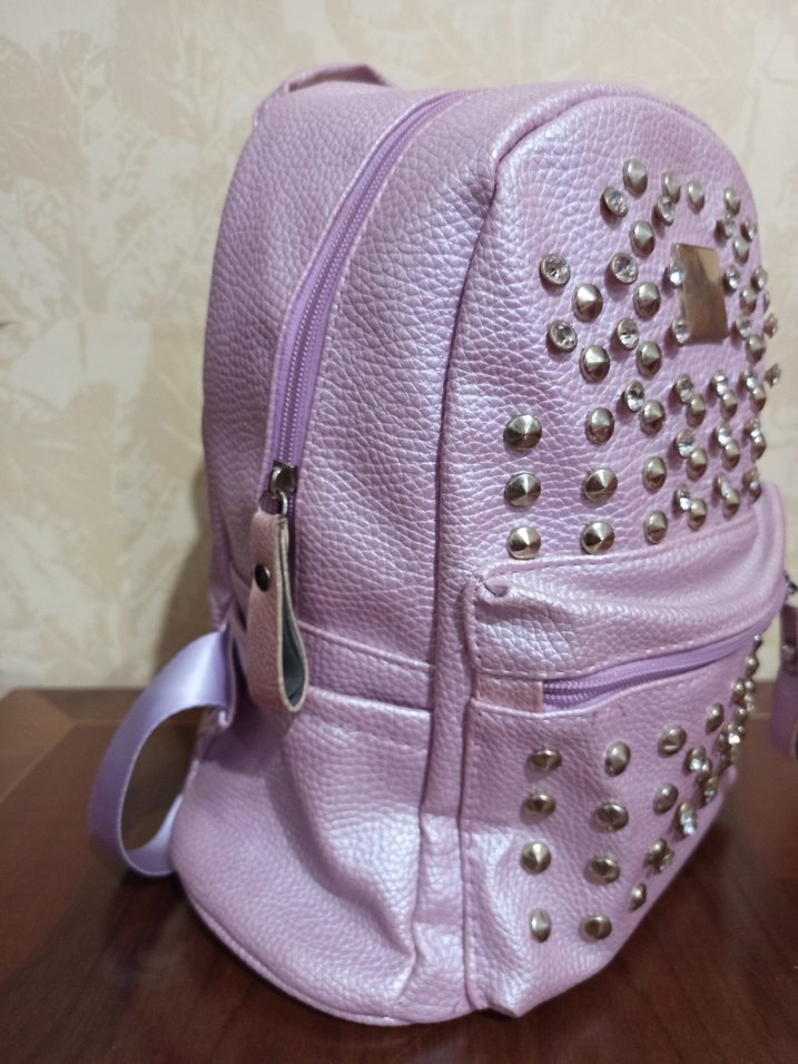 Mor Deri Kadın Sırt Çantası - Görsel 2