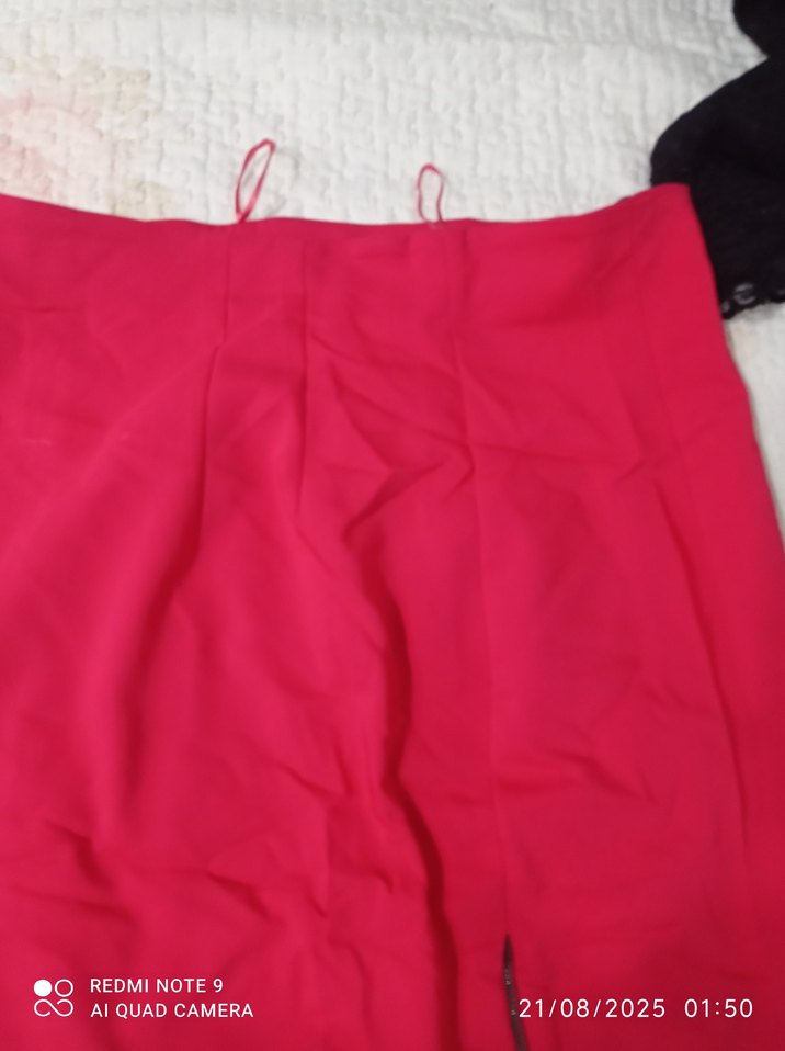 Fermuarlı Kırmızı Uzun Kalem Etek - Görsel 3