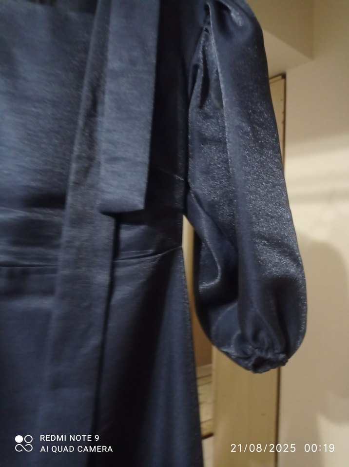 Kemerli Lacivert Uzun Abiye Elbise - Görsel 4