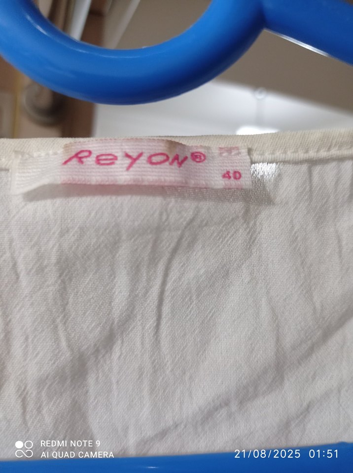 Düğmeli Keten Beyaz Kadın Gömlek - Görsel 5