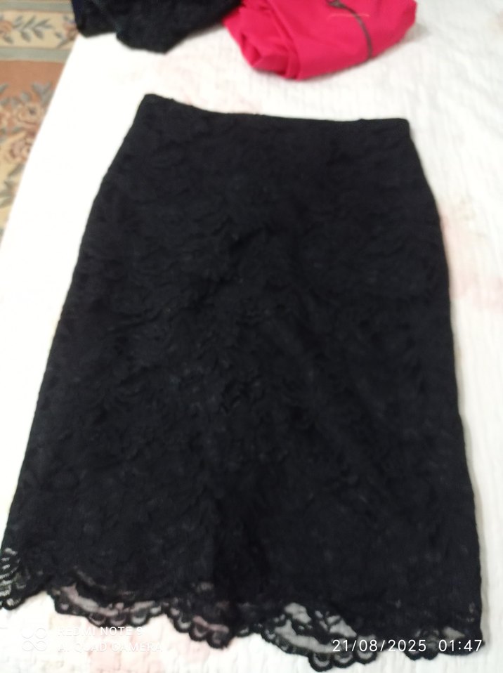 Siyah Dantelli Midi Kalem Etek - Görsel 3