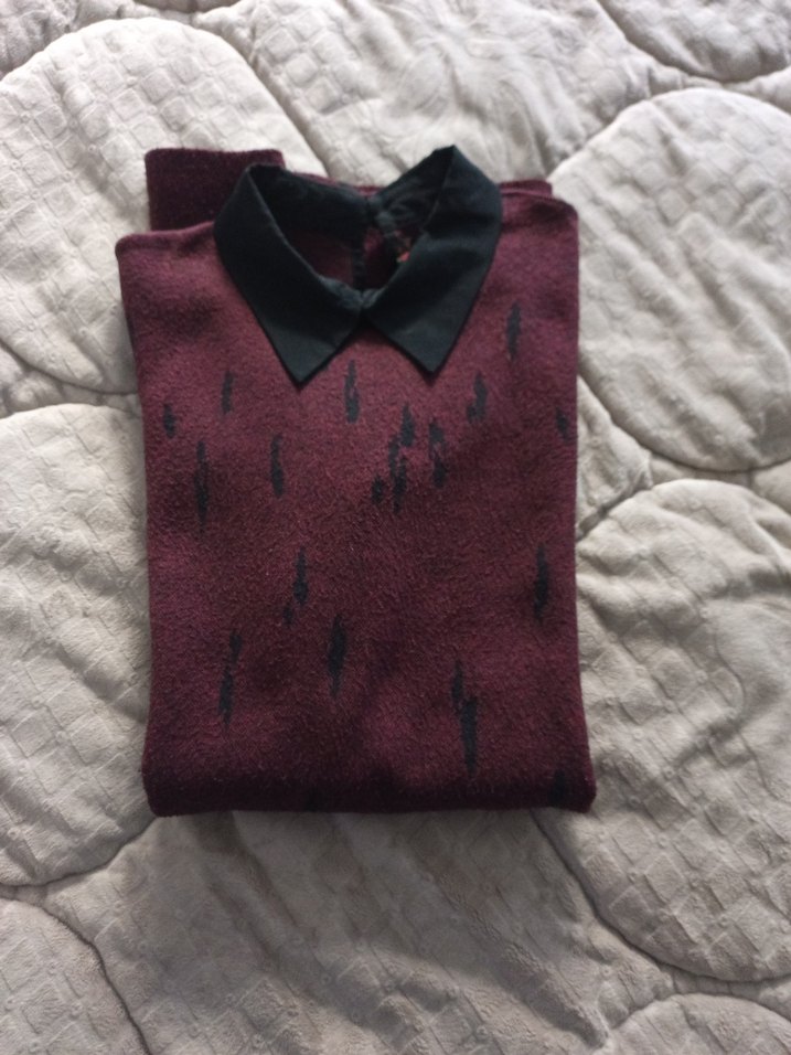 Bordo Uzun Kollu Triko Midi Elbise - Görsel 3