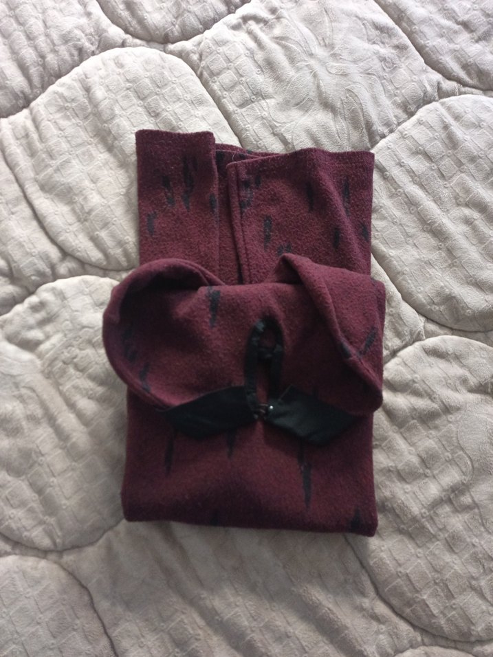 Bordo Uzun Kollu Triko Midi Elbise - Görsel 5