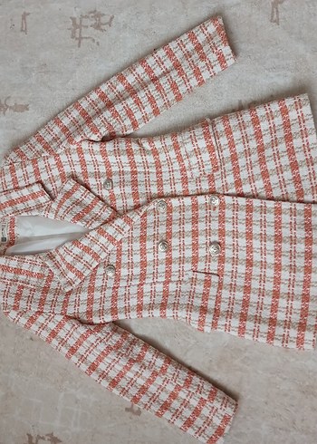 Düğmeli Kareli Midi Kadın Ceket - Görsel 3