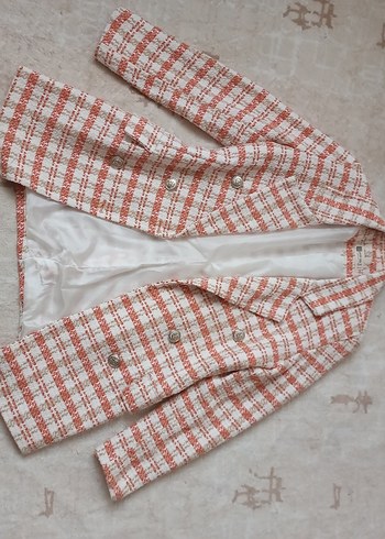 Düğmeli Kareli Midi Kadın Ceket - Görsel 8