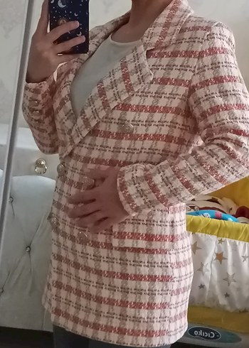 Düğmeli Kareli Midi Kadın Ceket - Görsel 20