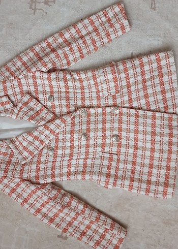 Düğmeli Kareli Midi Kadın Ceket - Görsel 2