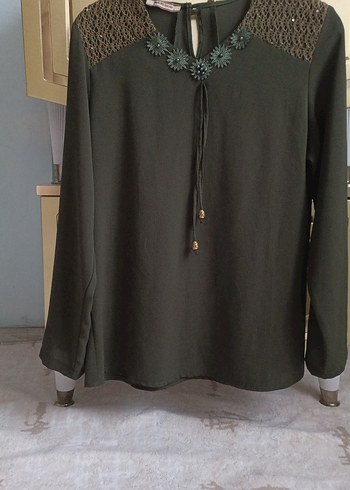 Kahverengi Nakışlı Zincir Detaylı Bohem Bluz - Görsel 2