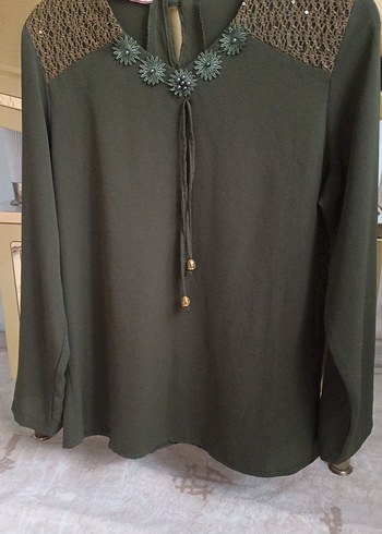 Kahverengi Nakışlı Zincir Detaylı Bohem Bluz - Görsel 4