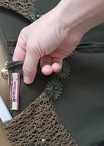 Kahverengi Nakışlı Zincir Detaylı Bohem Bluz - Görsel 6