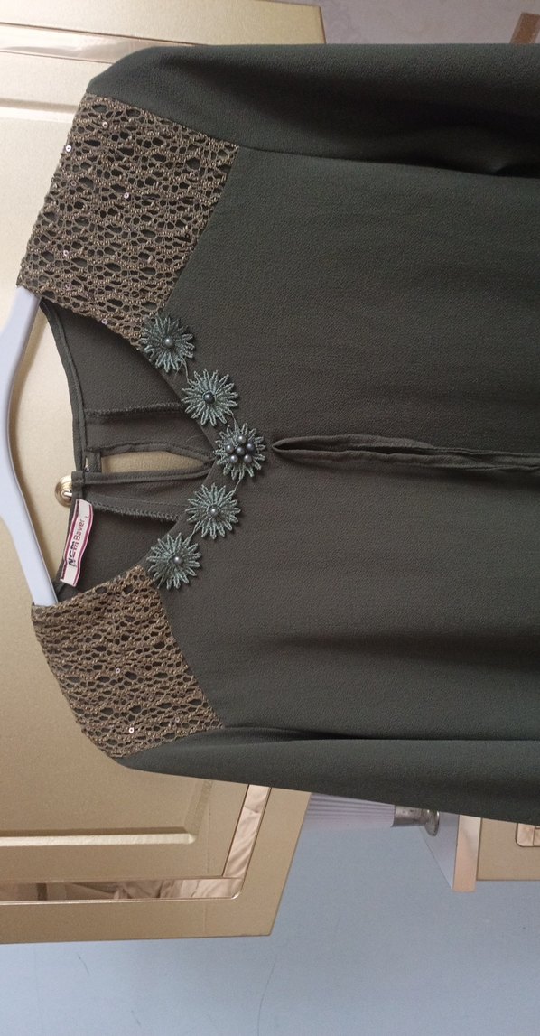 Kahverengi Nakışlı Zincir Detaylı Bohem Bluz - Görsel 5