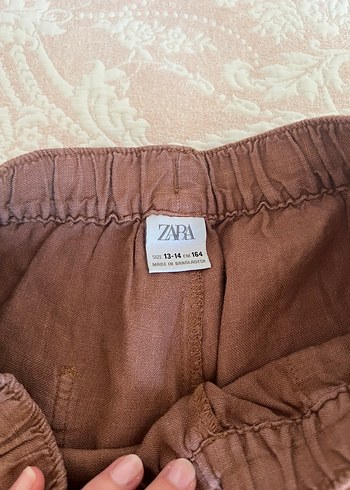 Zara Erkek çocuk Kahverengi Keten Bermuda Şort