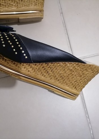 Mavi Rugan Kadın Dolgu Topuk Terlik - Görsel 3