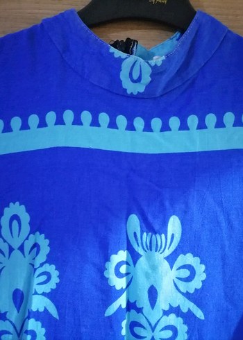 Mavi Bohem Uzun Kollu Elbise - Görsel 3