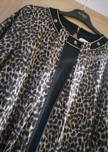 Leopar Desenli Uzun Kollu Kadın Elbise - Görsel 2