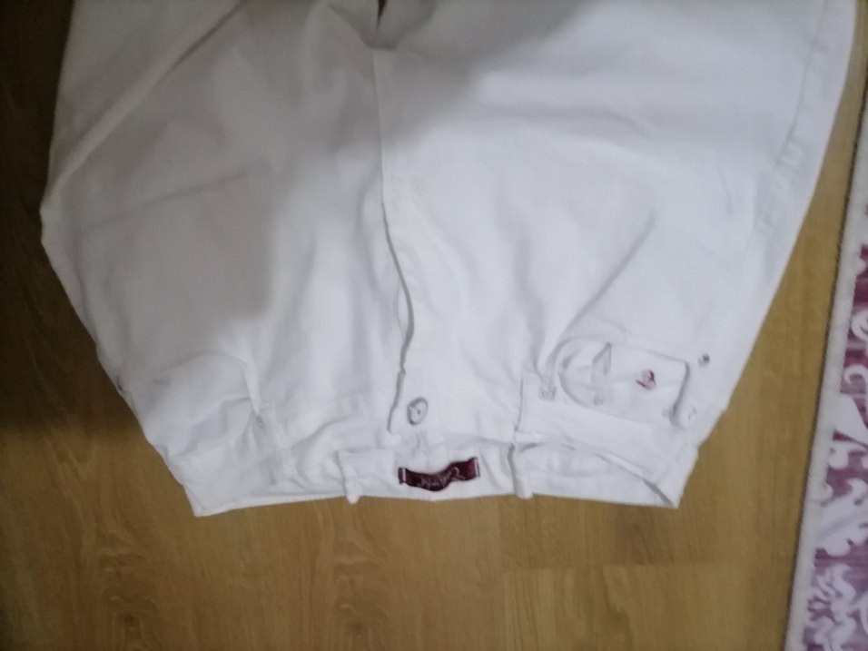 Beyaz  Midi Kadın Kumaş Pantolon - Görsel 2