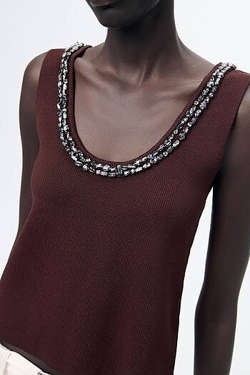 zara parlak taşlı bluz