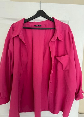 Pembe Rahat Kesim Keten Gömlek