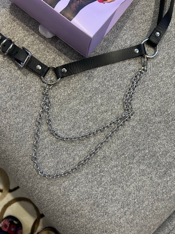 Zincir Detaylı Siyah Kadın Bel Kemeri - Görsel 3