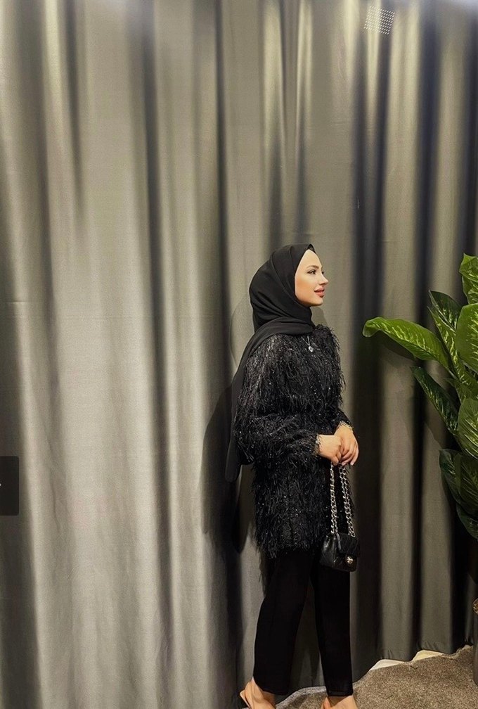 Siyah Kadın tesettür abiye ikili  takım - Görsel 3