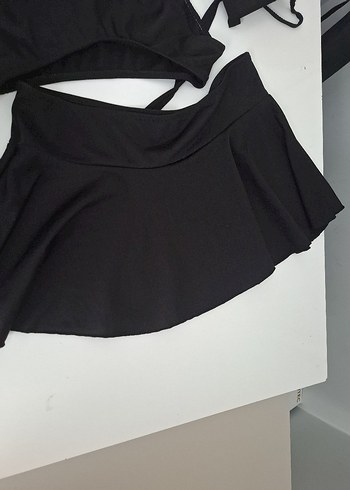 Siyah Mini Askılı Drapeli Kadın Mayo Takımı - Görsel 5