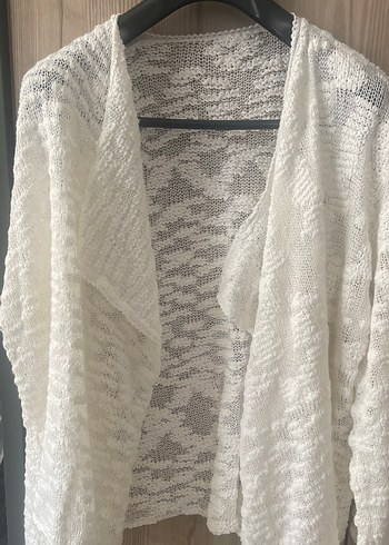 Bohem Uzun Kollu Beyaz Örgü Kadın Hırka - Görsel 3