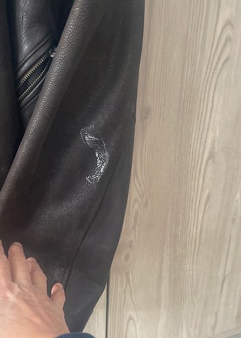 Kemerli Kahverengi Deri Biker Ceket - Görsel 5