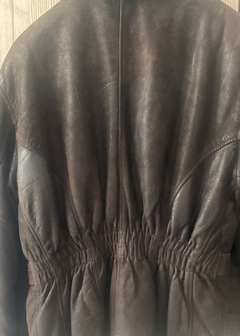 Kemerli Kahverengi Deri Biker Ceket - Görsel 6