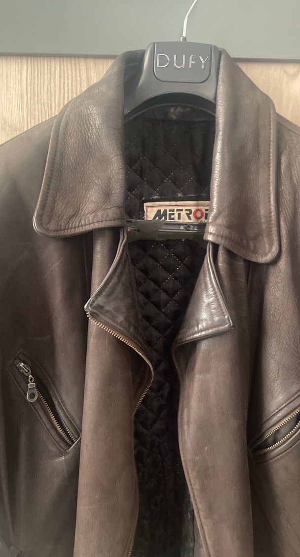 Kemerli Kahverengi Deri Biker Ceket - Görsel 3