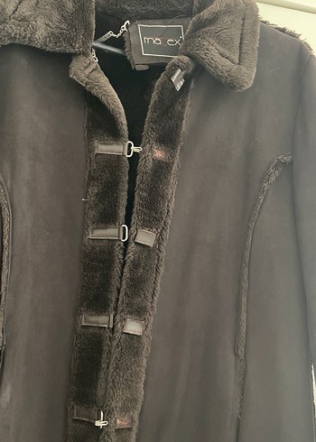 Kahverengi Süet, Kürklü Uzun Kadın Kaban - Görsel 4