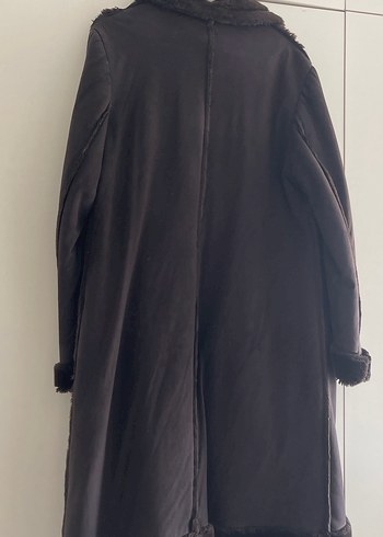 Kahverengi Süet, Kürklü Uzun Kadın Kaban - Görsel 5